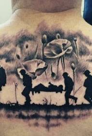 Modello di tatuaggio di guerra tema tatuaggio soldato di guerra personaggio
