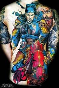 Täysi takaosa Guan Gong -tatuointikuvio
