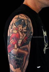 Різні стилі тематичних татуювань піратських персонажів