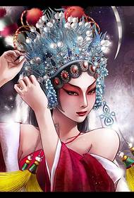Пекинската татуировка на героите от операта: красив модел на татуировка Хуа Дан