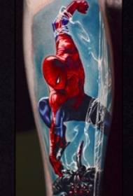 Kangelaslik õiglus maalitud geomeetrilise lihtsa joonega tegelase Spider-Man tätoveeringu muster