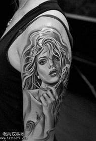 Black gray portrait tattoo pattern