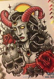 Manoscritto del tatuaggio popolare bella bellezza diavolo