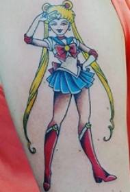 Jentearmer malt enkel linje tegneseriefigur Sailor Moon Tattoo Picture