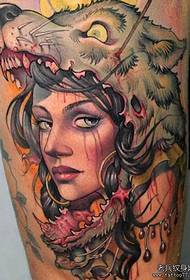 A tetoválások ajánlják az európai és amerikai farkas fej tetoválást