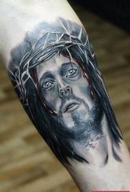 Seneng pola tato potret Yesus klasik sing apik