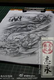 Guan Gong Tattoo Manuskript Bild