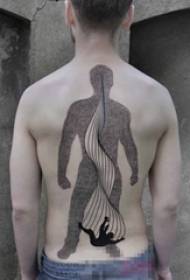 Mnyamata kumbuyo wakuda point prick abstract line line silhouette tattoo chithunzi