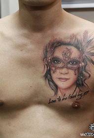 Mužský predný hrudník populárny krásny tetovací vzor