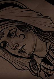 Manoscritto modello di tatuaggio di personaggi femminili in stile europeo e americano