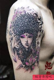 Arm ლამაზი დრამა სილამაზის ყვავილის დენიმის tattoo ნიმუში
