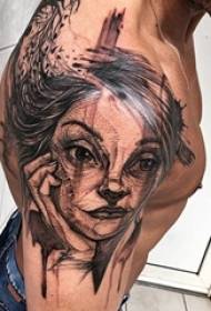 Modello del tatuaggio del ritratto del carattere dell'elemento geometrico della personalità di abilità della spina di punto di pendenza