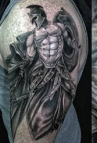 Abafana izingalo ezinkulu emnyama phuzu iphuzu ukuqina imidwebo wesithombe se-samurai tattoo