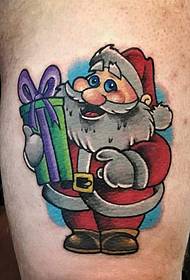 Ang sumbanan nga cute nga kolor sa watercolor santa claus tattoo