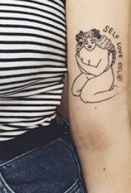 Tatuaggio di linea simplice multiplu tatuu di linea di ritrattu di carattere neru tatuu di carattere neru