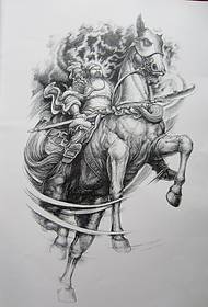 Otoriter bir savaş atı Guan Gong dövme deseni