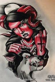 სუპერ ლამაზი და მაგარი ეშმაკის სილამაზის tattoo ხელნაწერი