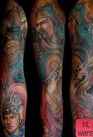 Guan Gong Tattoo Pattern: ფერი Guan Gong Zhao Yunlong ყვავილების მკლავის ტატუების ნიმუში