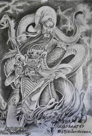 Rukopis presahujúci tetovací vzor Guan Yu