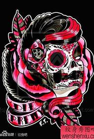 A classic school undead girl tattoo pattern