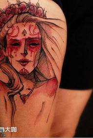 Modello di tatuaggio donna colore gamba
