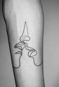 Modèle de tatouage de caractère - Éléments géométriques lignes noires Creative Abstract surréalisme motif de tatouage de caractère