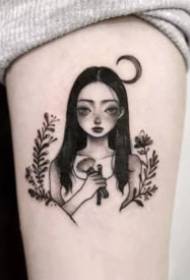 Sada znaků, holčička dívka panáček tetování ilustrace