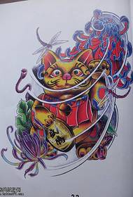 Modello di tatuaggio gatto fortunato