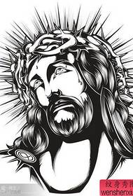 Un classico bel totem ritratto di tatuaggio di Gesù ritratto