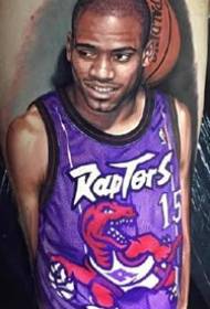 Набор реалистичных портретных тату-дизайнов иностранных звезд баскетбола
