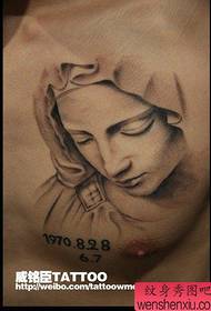 Популярний класичний портрет татуювання Діви на грудях