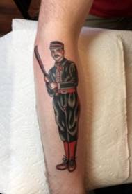 Schoolboy arm geverf abstrakte lyne lang mes en karakter portret tattoo foto