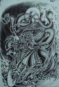 Foto del manoscritto del modello del tatuaggio di Guan Gong