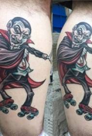 Lo stinco del ragazzo ha dipinto l'immagine semplice del tatuaggio del vampiro del personaggio dei cartoni animati