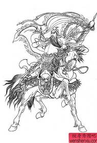 Самы класічны ваенны конь Гуань Гун, татуіроўка лініі малюнка