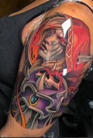 Immagine creativa del tatuaggio del personaggio della ragazza del fumetto di schizzo dell'acquerello dipinto braccio di scolara