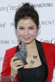 Bell zile e kuqe dhe bujare model tatuazh flutur  121049 @ Star Yll Song Jia model tatuazh i ujit të modës