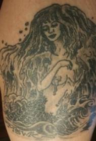 Veau de garçons sur l'image de tatouage de sirène de point abstrait de la ligne de caractère gris gris noir