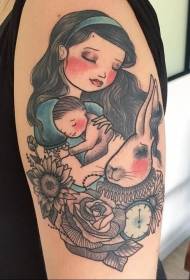 Разнообразие нарисованной акварелью милая сказка элемент девушка характер татуировки картины
