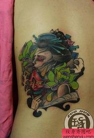 Talio bela geisha beleco tatuaje ŝablono
