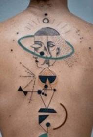 Berniukų mėgstamos asmenybės geometriniai elementai abstrakčių linijų tatuiruotės modelis