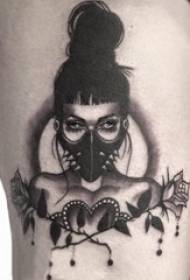 Карактер портрет различни тетовирани тетоважа црна и сива карактер тетоважа шема