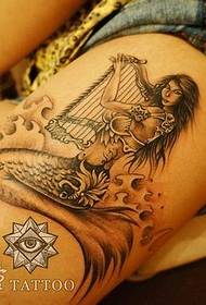Modello di tatuaggio sirena classica popolare gambe di bellezza