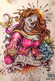Popular cool undead girl tattoo manuscript