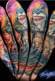 Цветной смешной мультфильм татуировка татуировка акула татуировки животных