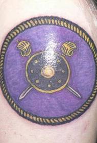 Round Viking Shield Modèl Tattoo koulè