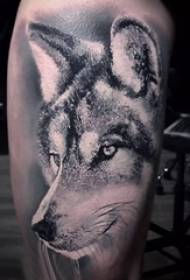Vitello tatuato lupo ragazzo su foto tatuaggio animale lupo tatuaggio