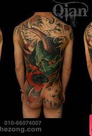 Patrón de tatuaje de prajna de espalda completa popular clásico para hombres