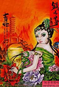a beautiful green snake tattoo pattern