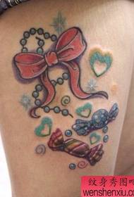 Žena Tattoo Pattern: Leg Color Bow Love Candy Tattoo Pattern Tattoo Obrázek